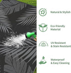 GENIMO Outdoor Rug 5' x 8' Waterproof for Patios Clearance, Reversible Outdoor Plastic Straw Camping Rug Carpet, Large Area Rugs Mats for RV, Picnic, Backyard, Deck, Balcony, Porch, Beach, Black&Grey