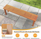 Tangkula Outdoor Wood Bench, 59” Long Patio Dining Bench Set of 2, Backless Wooden Bench with Teak Oil Finish & Slat Seat, Accent Entryway Bench, Farmhouse Bench for Yard, Garden, Porch, Indoors