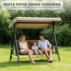 Porch Swing Cushions,Outdoor Cushions 3 Seater Replacement with Backrest, Waterproof Thickened Bench Cushion with Ties for Porch, Patio,Outdoor, Backyard and Garden (Coffee 40 * 40 in)