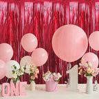 GOER 3.2 ft x 9.8 ft Metallic Tinsel Foil Fringe Curtains Party Photo Backdrop Party Streamers for Birthday,Graduation,New Year Eve Decorations Wedding Decor (5 Pcs,Burgundy)