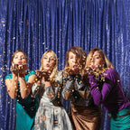SquarePie Sequin Backdrop Curtain Less See Through Background for Wedding Party 20FT x 10FT Navy Blue