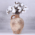 Rustic Farmhouse Ceramic Vase, 8.3" Tall Vintage Pottery Vases, Terracotta Decorative Boho Pampas Flower Vase, Suitable for Home Decor Living Room Entryway Table Bookshelf Mantle Shelf Decor