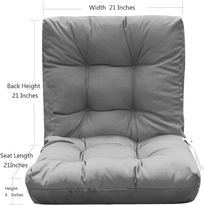 QILLOWAY Outdoor Chair Cushion for Patio Furniture, Waterproof Patio Cushions Set of 4 with Ties, Fade Resistant Replacement Pads for Outdoor Rocking Chairs,Grey
