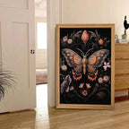 Framed Vintage 3D Textured Wall Art - Gothic Butterfly Wall Decor - Hand Drawn Sandstone Nature Botanical Pictures for Living Room Bedroom Home Decor 24x36in