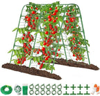 63" Tall Garden Trellis for Raised Bed Metal U-Frame Arch Tunnel Tomato Cage Plant Stakes Support with Garden Netting for Cucumber,Grapes,Peas, Zucchini,Vine,Bean,Flowers