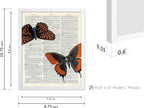 Poster Master Dictionary Art Poster - Butterflies Print - Moth Art - Butterfly Art - Insect Art - Gift for Men, Women & Animal Lover - Chic Decor for Living Room or Bedroom, 8x10 White Framed