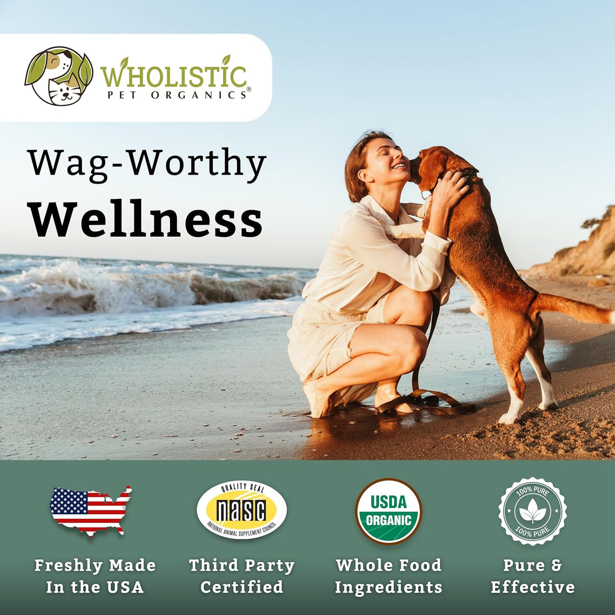 Wholistic Pet Organics Canine Complete - Dog Multivitamin Powder - 8 Oz - Daily Dog Vitamins and Supplements for Homemade Food - Immune System, Skin, Coat & Overall Health - Small and Large Breed