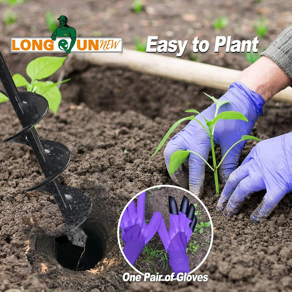 Heavy-Duty Manual Garden Auger Drill Bit - 6" x 38" Plant/Fence Hole Digger for Bulbs, Trees, Seedlings, Umbrellas & More - Eco-Friendly Hand-Powered Spiral Planter