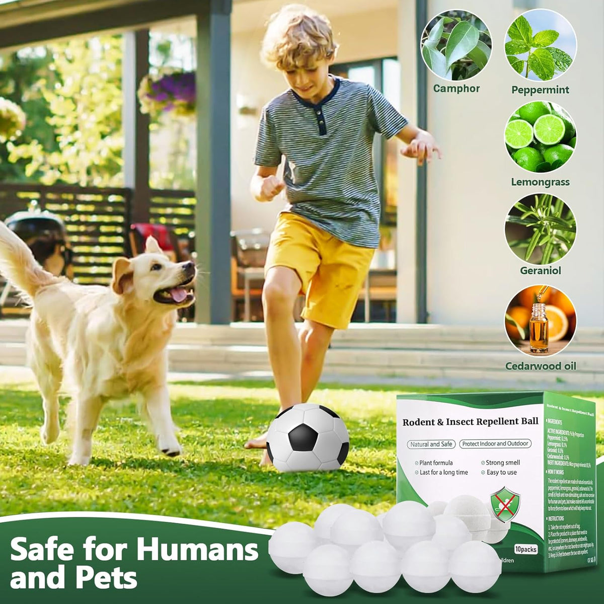 Mouse and Mice Repellent Indoor Outdoor, 10 Packs Moth Balls, Peppermint Balls for Rodent, Long-Lasting Squirrel Repellent, Safe for Human & Pets, Suitable for Home Storage Garage Car RV