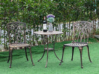 Bistro Set 3 Piece Cast Aluminum Patio Furniture Sets 2 Chairs and 1 Round Table with Umbrella Hole for Outdoor, Patio Balcony, Bronze
