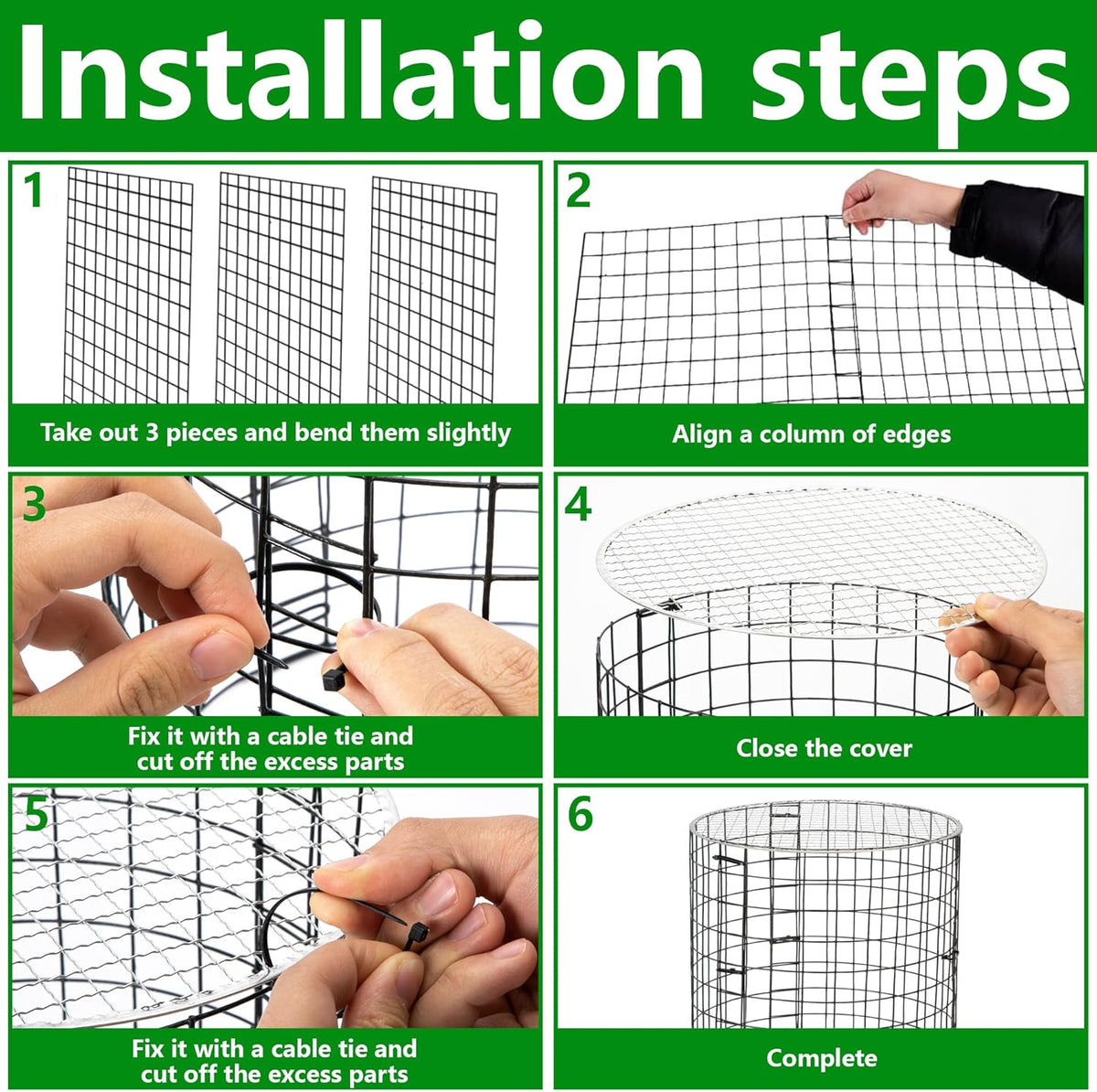 Adnee 8 Pack Wire Plant Protector with Cover-12" x 11" Detachable Plant Protector Metal Plant Cages-Garden Plant Cages for Flower Vegetable to Keep Animals Out