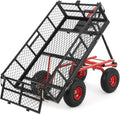 Heavy Duty Steel Garden Dump Cart, 880LBS Meatl Utility Wagon with Removable Sides & 180° Rotating Handle, Utility Dump Cart with 10-Inch All Terrain Wheels for Yard Lawn and Farm