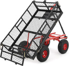 Heavy Duty Steel Garden Dump Cart, 880LBS Meatl Utility Wagon with Removable Sides & 180° Rotating Handle, Utility Dump Cart with 10-Inch All Terrain Wheels for Yard Lawn and Farm