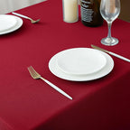 Biscaynebay Textured Fabric Christmas Rectangle Table Cloth 90x156 Inch, Red Water Resistant Tablecloths for Dining, Kitchen, Wedding and Parties, Machine Washable