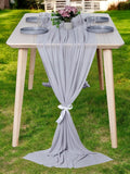MDS Halloween Chiffon Table Runner - 20 Pack, 29 x 170 Inches, 14ft Each - Sheer Spooky Table Runners for Haunted House Parties, Trick-or-Treat Tables, Witchy Décor, Wedding & Events - Cool Gray