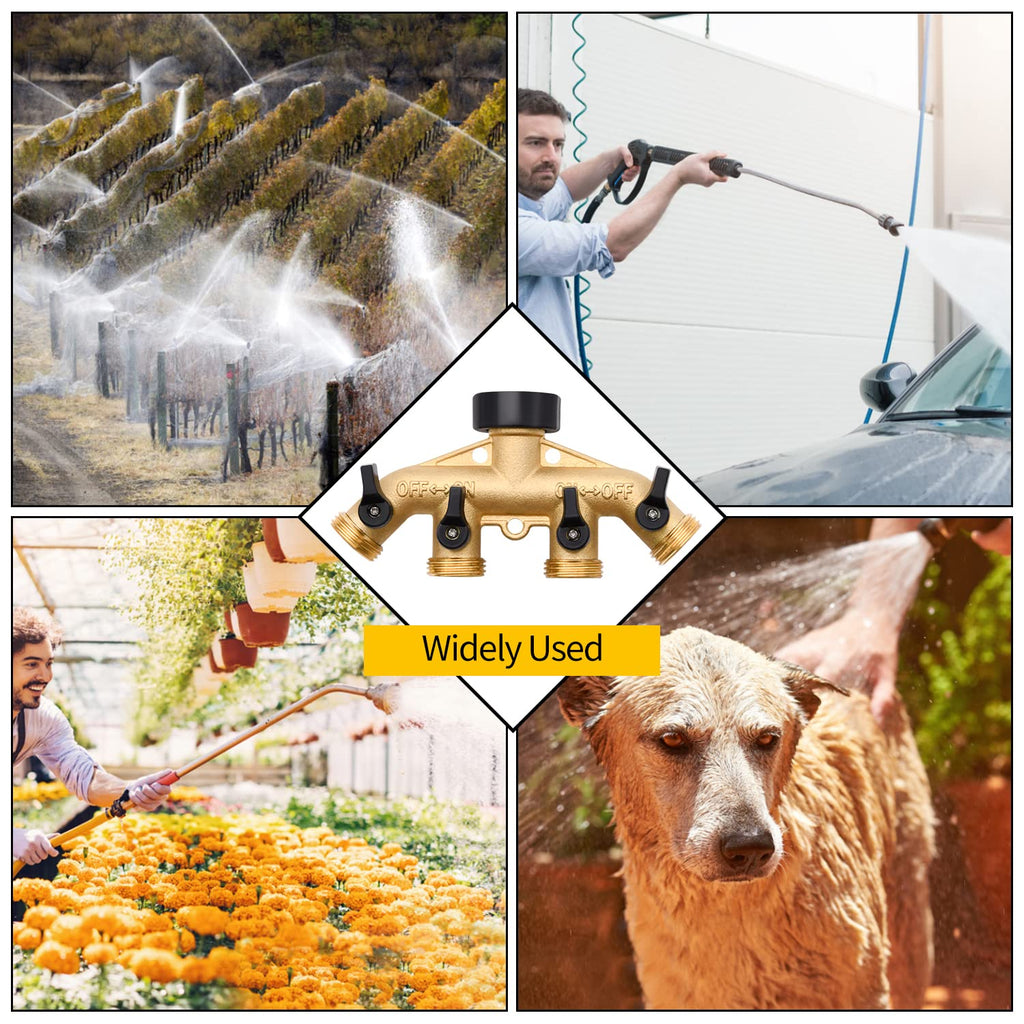 4 Way Hose Splitter with 4pcs Garden Hose Extension Adapter