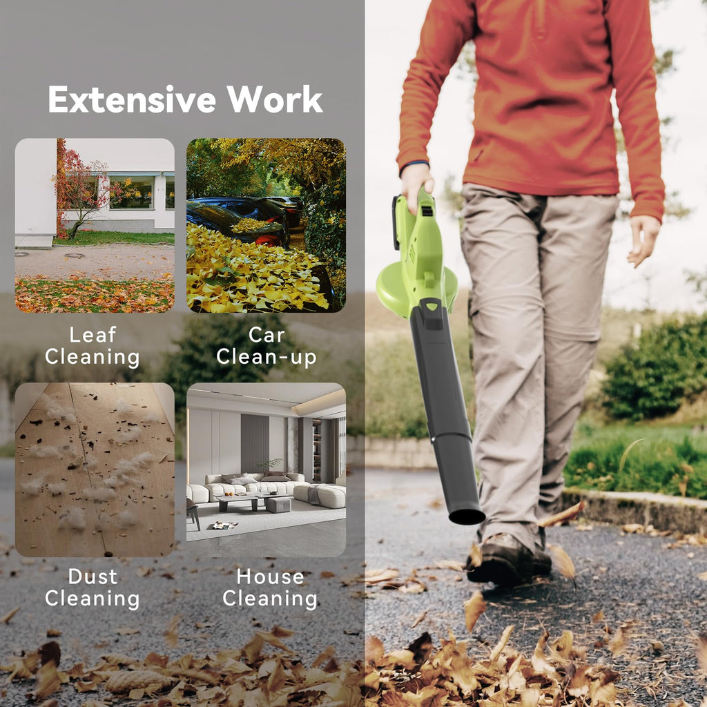 Leaf Blower Cordless with 2 Battery and Charger, 130MPH 180CFM High Speed Leaf Blower with 2 Tubes, 20V Electric Leaf Cleaner, Lightweight Handheld Blowers for Lawn Care, Patio, Garden, House, Depot