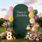 7.2FT Hunter Green Arch Cover - Polyester Fitted Wedding Arch Stand Covers Round Top Chiara Arch Backdrop Cover for Birthday Party Banquet Photo Background Decoration