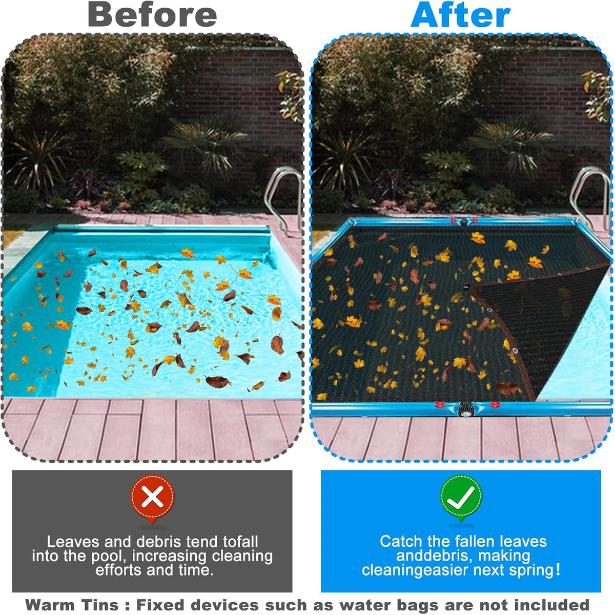 16 x 26FT Pool Leaf Net Cover- Thicken Rectangle Leaf Netting for Inground and Above Ground Swimming Pools Cover with Reinforced Gromments,Winter Above Ground Pool Screen Cover, Catching Leaves