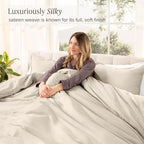 Bare Home 100% Organic Cotton Sateen Duvet Cover Set - Full/Queen Size - 400 Thread Count - Smooth Sateen Weave - Warm & Luxurious - Duvet Cover (Full/Queen, French Beige)