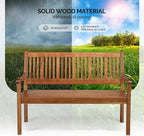 VINGLI 50" Outdoor Wood Bench, Weatehr Resistant Wooden Garden Patio Bench with Comfortable Backrest & Curved Armrest, 800lb Capacity Loveseat for Front Porch Park Yard Deck (Natural, Dense Slatted)