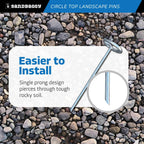 Sandbaggy 6-inch Circle Top Pins - Landscape Staples (Galvanized) - Garden Stakes for Landscaping, SOD - Heavy Duty Ground Stakes, Lawn Turf Spikes, Christmas Decorations, Weed Mats (50 Pins)