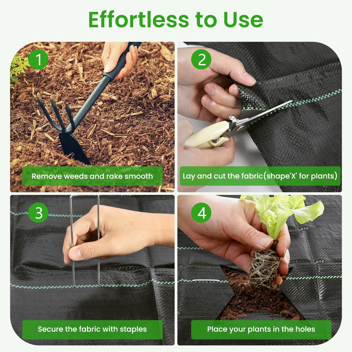 Weed Barrier Fabric, 4x300ft Landscape Fabric, 3.2oz Heavy Duty Durable Woven Geotextile Fabric, High Permeability Ground Cover Mat, Driveway Fabric, Garden Weed Control Cloth with 20 U-Securing Pegs