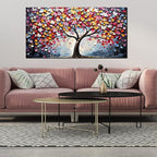 Zoyotago Large Canvas Wall Art Colorful Flower Tree Picture Gray Backgrounds Canvas Prints Ready to Hang for Bedroom Living Room Size 24x48