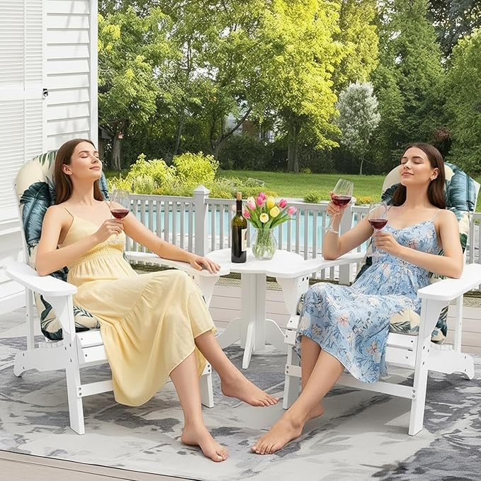 Outdoor Adirondack Chair Cushions Set of 2 Waterproof Rocking Chair Cushion Black 47 * 19.68 * 3.9" Tufted Thick Patio Chair Seat Cushion for Indoor Outdoor Furniture