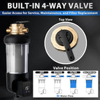 iSpring WSP100ARJ-BP, NSF Certified, Whole House Spin-Down Sediment Water Filter with Bypass, Clear Housing, Jumbo Size, Flushable and Reusable, Touch-Screen Auto Flushing, 4 Modes, 100 Microns
