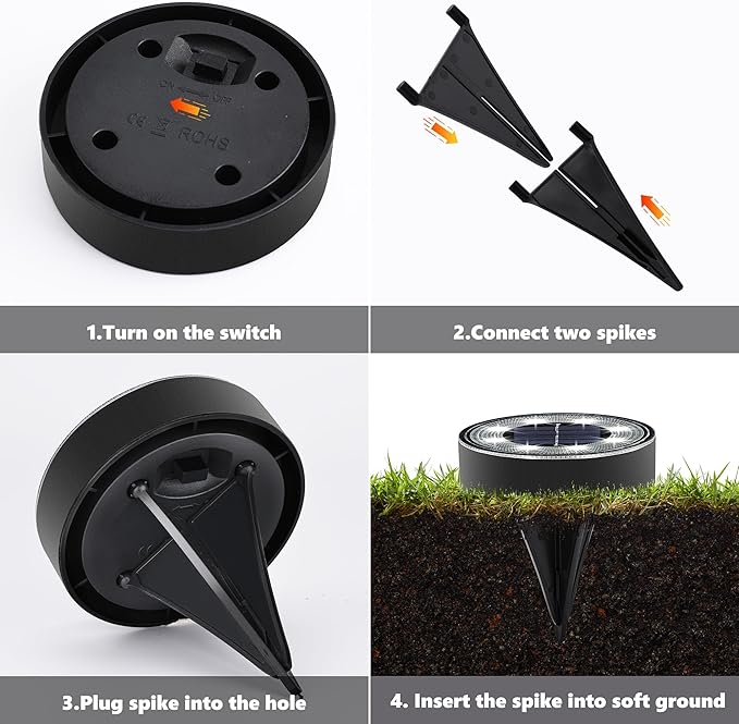 Joomer Solar Ground Lights, 4 Pack 8 LED Solar Lights Outdoor Waterproof IP68 Disc Light Landscape Lighting Garden Light for Patio Pathway Lawn Yard Driveway Walkway(White)