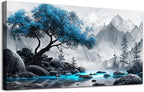 Lapremoly Black And White Painting Canvas Wall Art For Living Room Large Wall Decor For Office Wall Decorations For Bedroom Blue Tree Landscape Wall Pictures Hotel Artwork Posters Family Home Decor