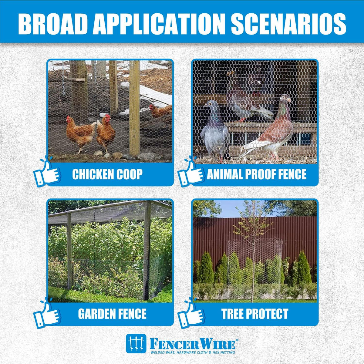 Fencer Wire 20 Gauge Chicken Wire Fence, Galvanized Poultry Hexagonal Netting Crafting, Chicken Coops & Rabbit Rodent Cage, 1-Inch Hex Grid (6 ft. x 50 ft.)