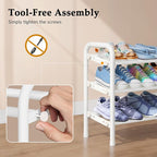 Shoe Rack for Closet, 3 Tier Shoe Organizer, 28“ Metal Shelf Can Expandable to 42“, for Closet, Entryway, Bedroom, Garage, Adjustable to 18 Pairs Shoes, White