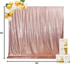 SquarePie Sequin Backdrop Non-Transparent Background Sparkly Curtain for Wedding Party 8FT x 8FT Rose Gold