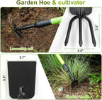 Telescopic Garden Hoe, Dual-Head Weeding and Cultivating Tool with Adjustable Handle, Lightweight Outdoor Hand Hoe for Raised Beds, Flower Planting, Camping, and Backyard Gardening