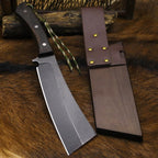 BA-KOR (Pioneer ) (14.6") DC53 steel 6mm thickened full Tang fixed knife+ Wooden sheath &(5.9IN) Cerium Igniter, suitable for outdoor hunting, cutting, chopping, camping, obstacle removal, exploration, fishing, EDC, BBQ (BA-Kb-0A)