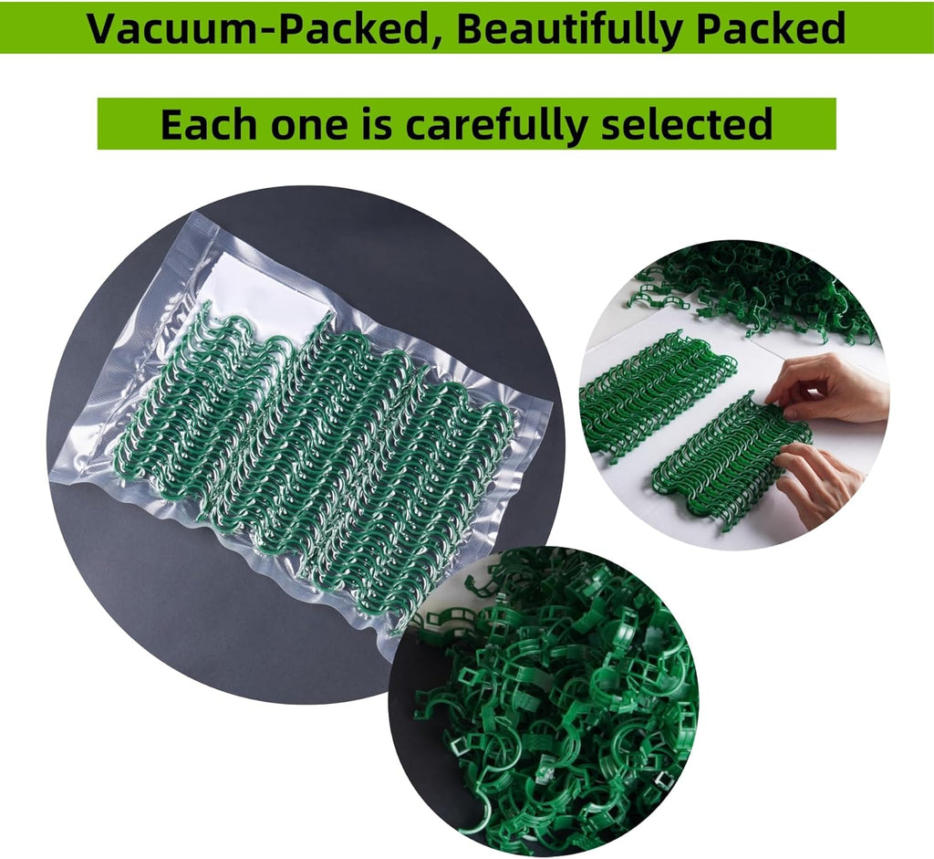 200 Pcs Plant Support Clips,Plastic Clips for Securing Plants,Tomato Vine Clips,Plant Fixing Clips,Garden Clips for Climbing Plants,Grape and Vine Vegetables (200, Green)