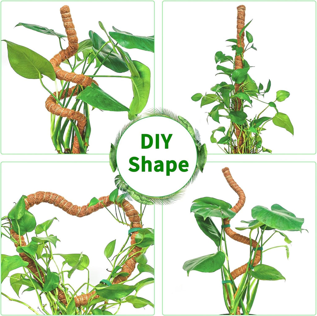 2 Pack Moss Pole, 63-Inch Moss Poles for Plants Monstera,Bendable Plant Support Stakes for Climbing Plants Indoor, Garden Trellis Plant Stick for Potted Plants, Pothos Philodendron