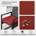 Sunbrella Outdoor Patio Chair Cushions Set of 4, Water-Resistant Stain-Resistant Weather Resistant Patio Seat Cushions Pad with Adjustable Straps,20"x20"x3.1",Sunbrella Canvas Henna
