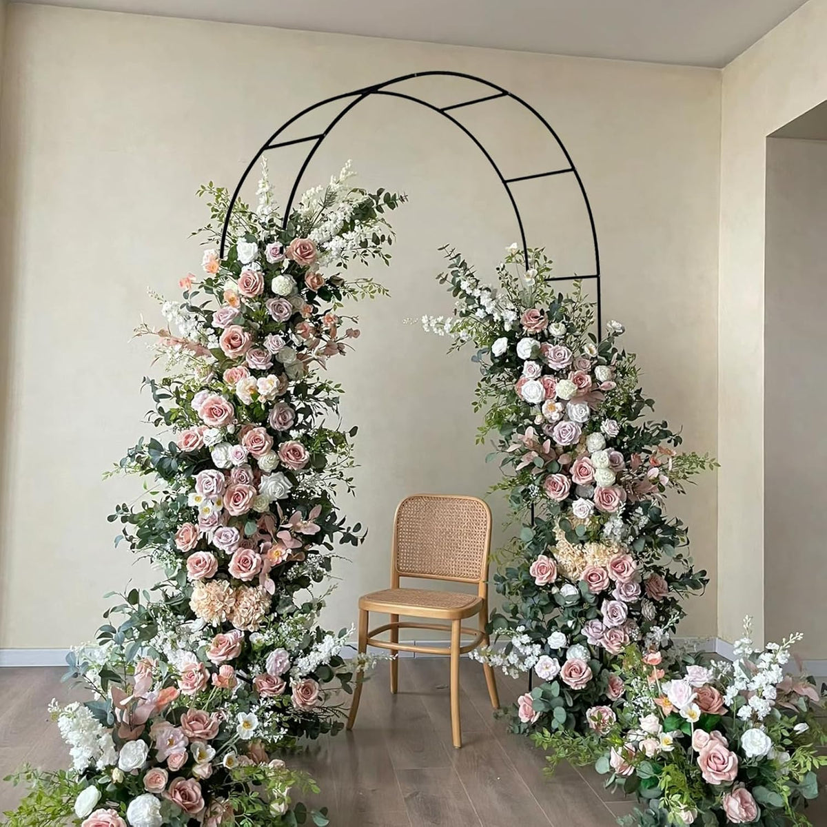 Iron Pergola Arbor Practical, 7.9 Feet High x 4.6 Feet Wide, Assemble Easily for Various Climbing Plant Wedding Garden Arch Bridal Party Decoration Wide Arbor