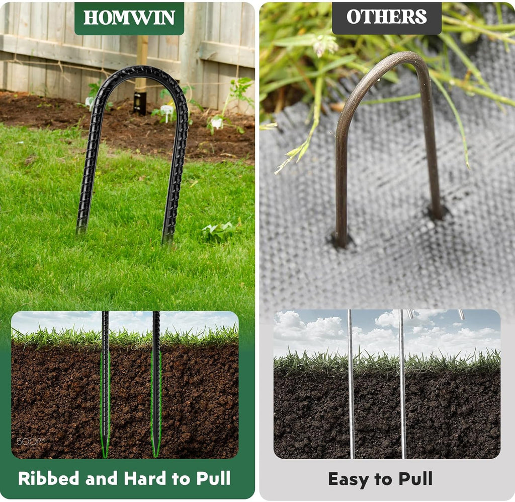 12 inches 12-Pack Trampoline Stakes Anchors High Wind Stake Heavy Duty U Hooks for Ground Lawn Garden Yard Stakes for Decorations Swing Set Shed