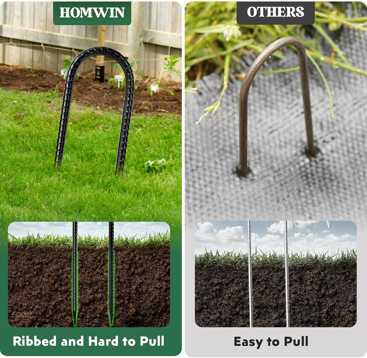 12 inches 12-Pack Trampoline Stakes Anchors High Wind Stake Heavy Duty U Hooks for Ground Lawn Garden Yard Stakes for Decorations Swing Set Shed
