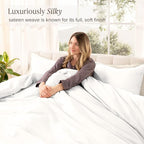 Bare Home 100% Organic Cotton Sateen Duvet Cover Set - 400 Thread Count - Smooth Sateen Weave - Warm & Luxurious - Duvet Cover (King/Cal King, White)
