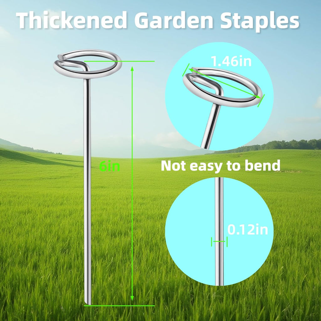 180Pcs Thick 11 Gauge 0.12 in Circle Top Landscape Fabric Pins Hard Holding,6 Inch Galvanized Landscape Fabric Stakes, for Tent, Weed Barrier Fabric, Plant Cover,Landscape Pins Stronger Not Easy Bend