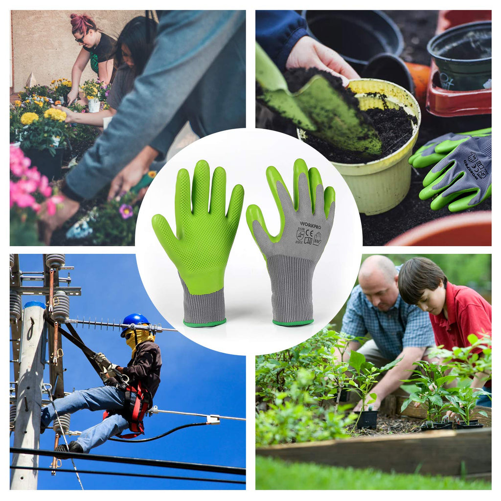 WORKPRO 6 Pairs Garden Gloves Men and Women with Eco Latex Palm Coated