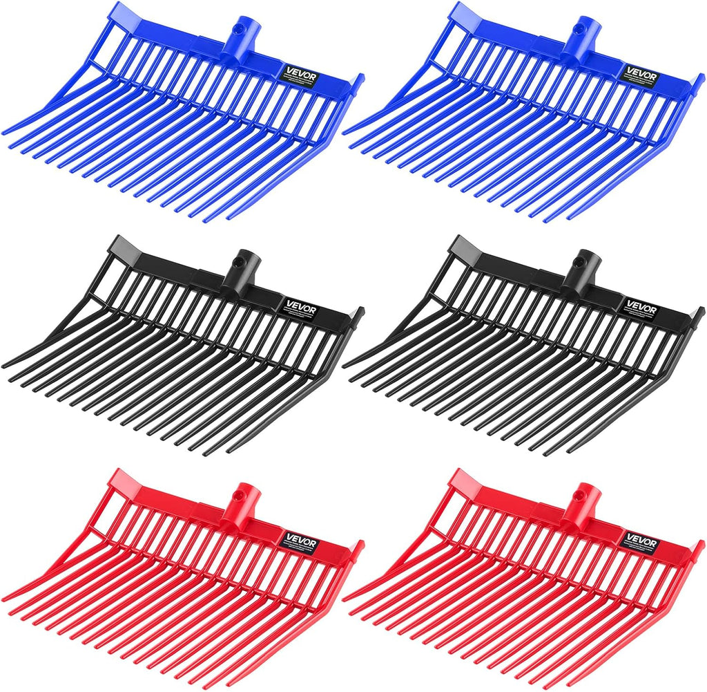 VEVOR Manure Fork Replacement Heads, 6-Pack – 18-Tine Angled Pitchfork Heads for Stable & Farm Cleanup
