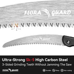 FLORA GUARD 10-Inch Folding Hand Saw, Heavy Duty Pruning Saw with Multi-Level Razer Teeth for Wood Cutting, Tree Trimming, Professional Camping Gardening Tools
