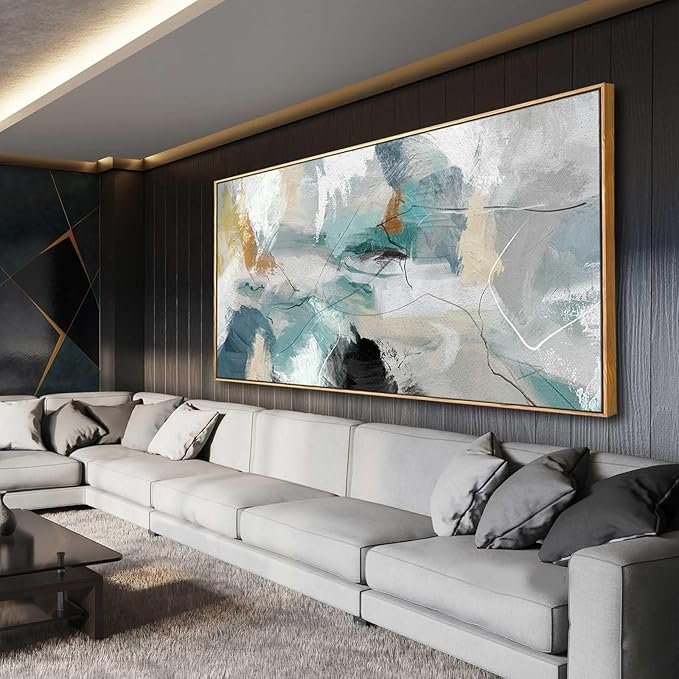 Kureful Large Canvas Wall Art Minimalist Decor Living Room Pictures Grey Wall Decor Hand Painted Artwork for Bedroom Kitchen Hotel Wall Decoration 30x60 Inch