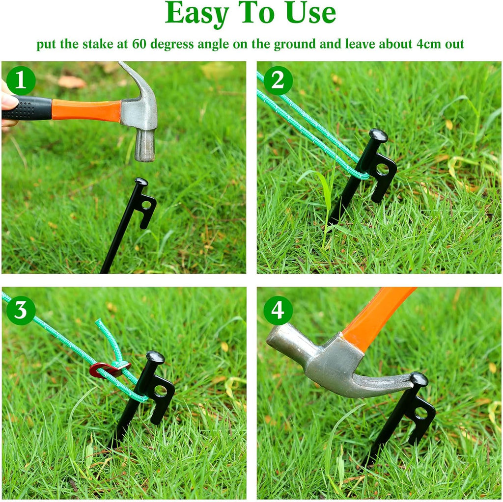 Sintuff 36 Pcs Heavy Duty Tree Stake Kits Stake and Support for Young Leaning Tree Anchor Straightening Kit, 15.8'' Support Straps, 11.8'' Steel Stakes, 13.12ft Rope(Green)